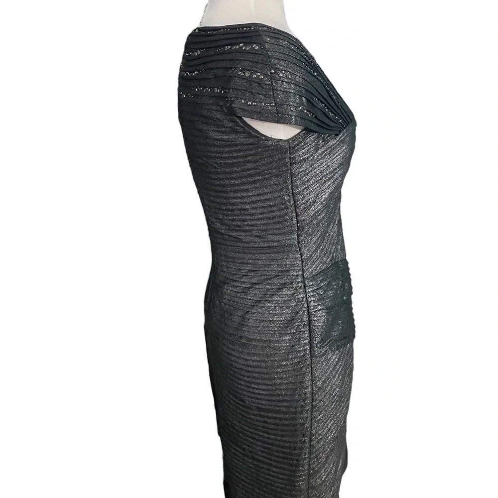 Tadashi Shoji gray silver metallic dress sz- small - Picture 3 of 5